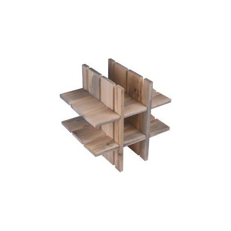 Levigne – Range-bouteilles en bois brut pour 9 bouteilles – Emboîtement sans vissage – Style vintage modulable – Compatible caisse 36x36x32 cm