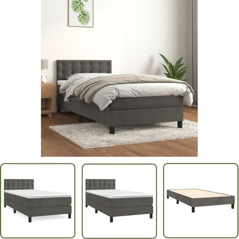 The Living Store Boxspringbett mit Matratze Dunkelgrau 80x200 cm Samt - Samtbett - Boxspringbett - Doppelbett - Bettenrahmen - Luxusbett (1/5)