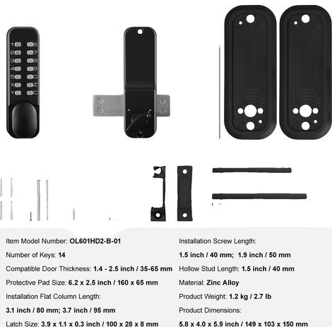 Cerradura mecánica sin llave, manilla ajustable, diseño resistente a la intemperie, 14 dígitos. (1/2)