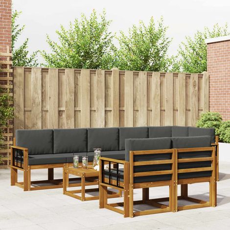 vidaXL Outdoor-Sofagarnitur mit Kissen 9 pcs Natur und Anthrazit (1/5)