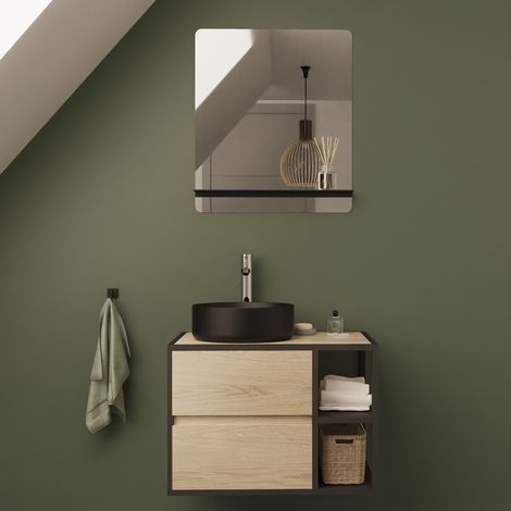 EDISSON Einzelwaschtisch-Unterschrank 70 cm + Waschbecken + Spiegel