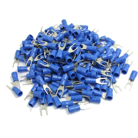 200 pièces AWG 16-14 bleu pré isolé Gabel-Kabelschuh-Verbinder (1/2)
