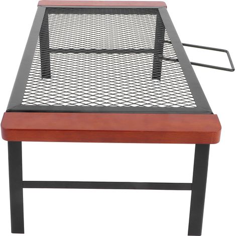 Table pliante en treillis métallique avec manche anti-brûlure réglable pour barbecue, camping et usage domestique. (1/5)