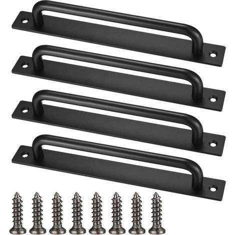 Bardusch 4 Pièces Poignée de Porte de Grange, Poignée de Porte Coulissante Noire, Poignées de Porte Robustes avec Vis, Poignées de Porte Armoire Aluminium pour Placard Cuisines Meubles Chambre (1/5)