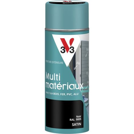 Peinture extérieure Multi-matériaux V33 Noir RAL 9005 Satin 400ml