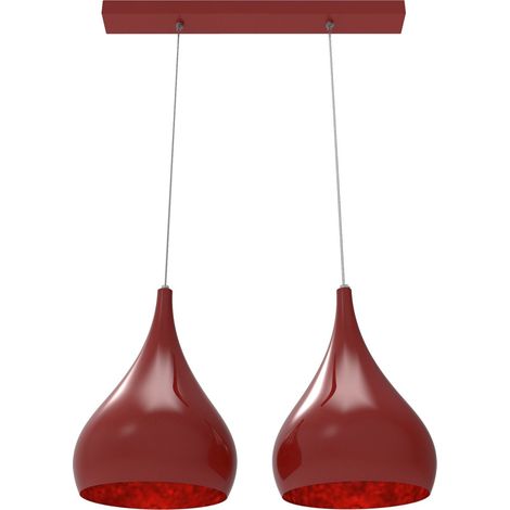LUMICOM CALICE LINEARE Sospensione, 2x E27, max 42W, metallo, rosso lucido, Ø 25cm (1/3)