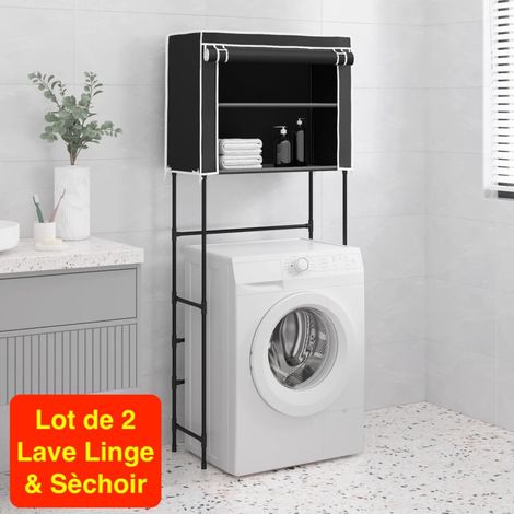 Lot de 2 Étagères de rangement à placer au dessus du lave linge et Sèchoir Noir (1/5)