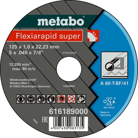 Metabo Flexiarapid super 125x1,0x22,23 Stahl, Trennscheibe, gerade Ausführung (1/3)