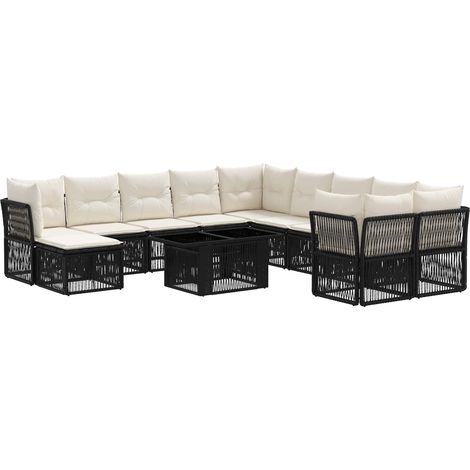 Conjunto de sofás de jardín 12 uds. Negro ratán sintético vidaXL (1/5)