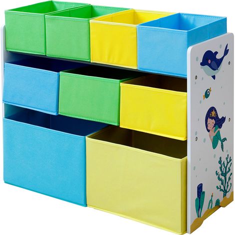 Organizzatore GINGER HOME MERMAID per Giochi con 9 Contenitori in Tessuto, Scaffale per Cameretta (1/5)