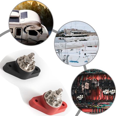 High-performance 300A high-current busbar for recreational vehicles and boats, M10 bolt terminal block, single-sided black busbar.