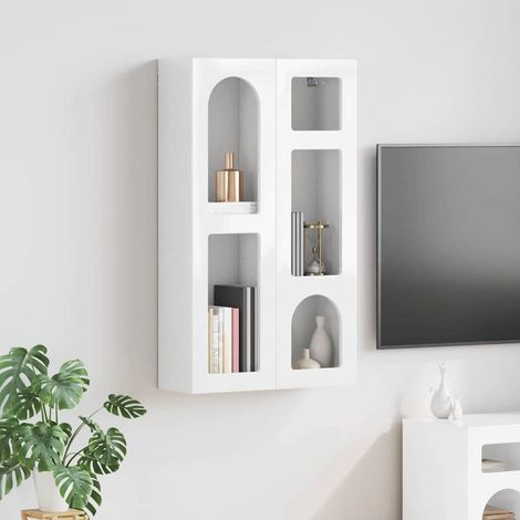 Armoire suspendue avec étagère-Armoire murale-Meuble de rangement murale Blanc brillant 59 x 20 x 100 cm (1/4)