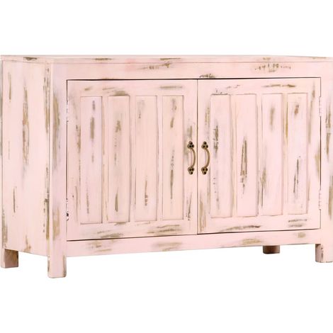 Buffet - Armoire de rangement Enfilade Rose clair 110 x 35 x 70 cm Bois de manguier massif BV651237 - BonneVie (1/5)