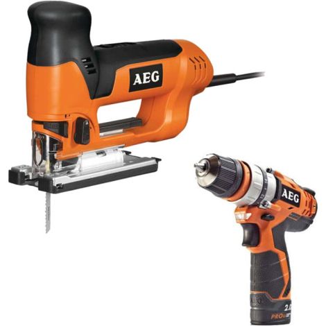 Pack AEG seghetto alternativo elettrico 705W ST 800 XE - Trapano avvitatore agli ioni di litio 12V