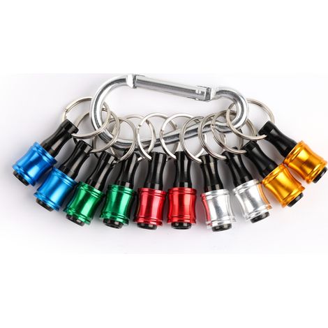 Porte-embouts 1/4" en alliage alu – 10 pièces – rallonge adaptateur de vis, porte-clés portable, fermeture argentée (1/5)