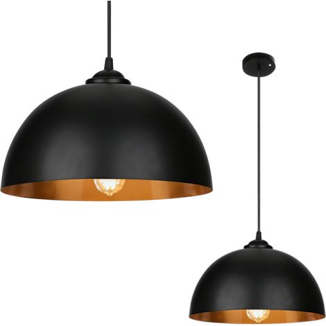 SWANEW Lampada a ciondolo a 2 set Ø 30 cm Lampada a sospensione Vintage Metal E27 Lampade sospesa paralume Black and Gold Paphade (1/5)