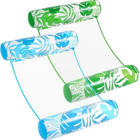 Lot de 2 hamacs flottants gonflables 4 en 1 PVC pour adultes, matelas gonflables chaises longues pour piscine (1/5)