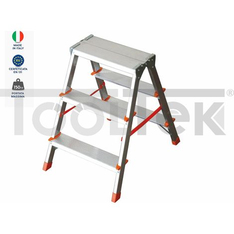 SCALA ALLUMINIO 3 GRADINI DOPPIA SALITA CASALINGA (1/2)
