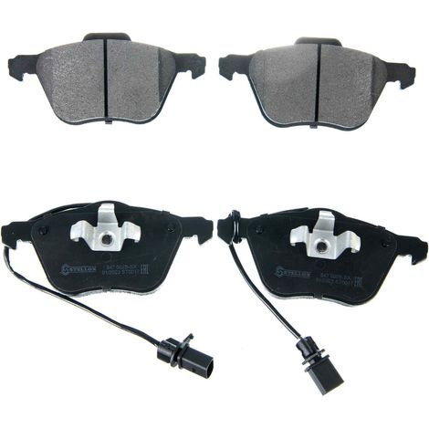 Set di pastiglie freno Stellox 847 002B-SX per freni a disco (4 pezzi) - Certificazione ECE-R90 - con sensore di usura - con piastra anti-cigolio - Per autovetture e furgoni (1/5)