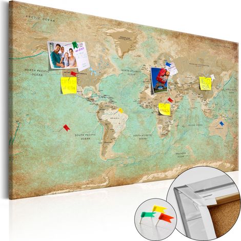 Quadri di sughero - Viaggio color celadon [Cork Map] - 90x60 (1/4)