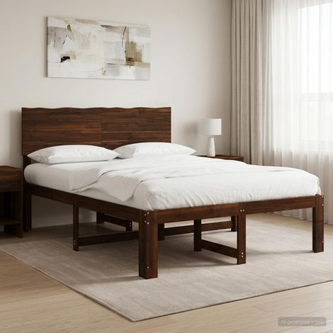 Cama doble con cabecero ROSTOCK Marrón Oscuro 120 x 190 cm (1/5)