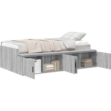 Maison Exclusive - Bettrahmen mit Speicher Graues Sonoma 80 x 200