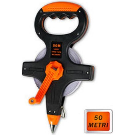 TRADE SHOP - Rotella Metrica Nastro In Acciaio 30 O 50 Metri Con Picchetto Metro Per Misurare - -50 mt - (1/2)