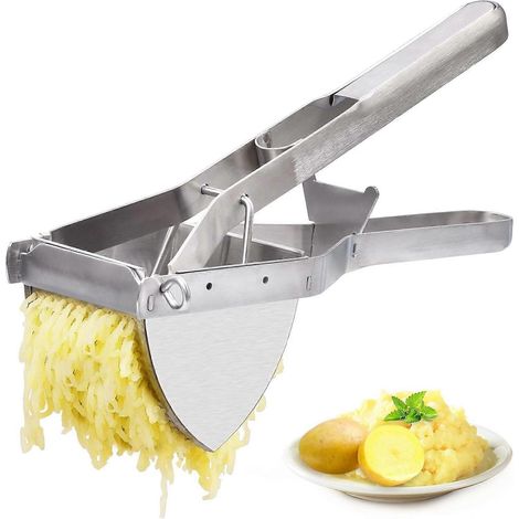 Presse-purée en acier inoxydable CUGLB, compatible avec les purées de légumes, un outil pratique qui réduit facilement les pommes de terre en purée lisse. (1/4)