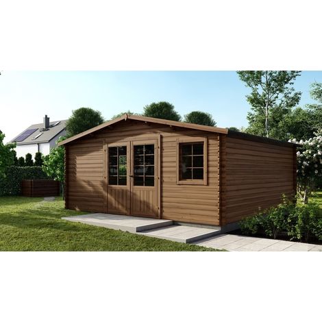 Casetta da giardino in legno - 25m2 - 5x5m - impregnata - 28mm - colore: marrone - DOM596 (1/5)