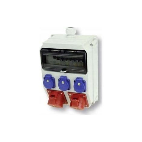 Cuadro de distribución estacionario adamów 32A/5P 16A/5PxC16 3xGSx3xC16 FI40/4/0.03 IP44 9036510W