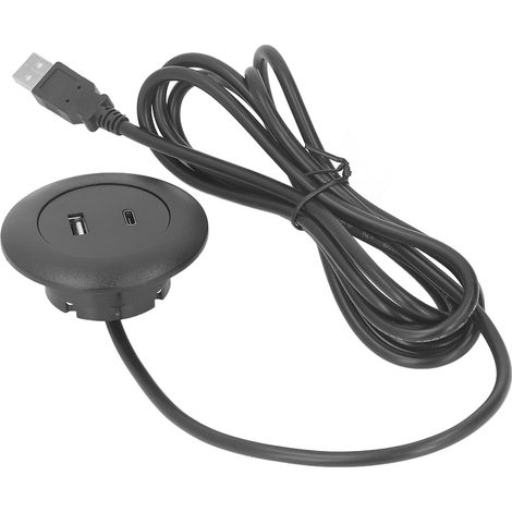 Passe-câble de charge rond intégré pour bureau, compatible avec canapés, tables, tables de chevet, établis, bureaux et maisons (entrée 5 V). (1/5)