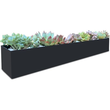 Jardinière rectangulaire Moderne en métal pour Rebord de fenêtre de 81,3 cm - Jardinière décorative pour intérieur/extérieur - Jardinière pour Plantes grimpantes - pour Rebord de fenêtre - Noir (1/5)