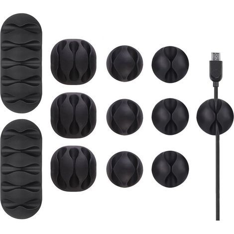 Lot de 12 clips de câble résistants, rangement de câbles, pour bureau (1/5)
