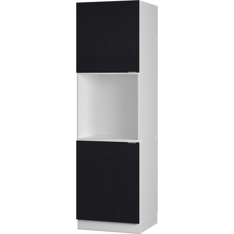 Armario para horno empotrado Fame-Line, Rayas negras, 60 cm con estante abierto, Vicco