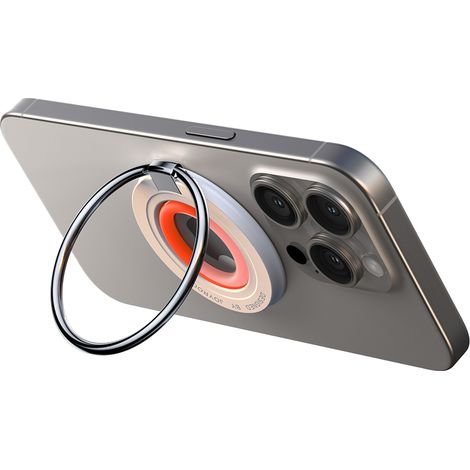 Soporte magnético para teléfono MagSafe con anillo para dedo color naranja (1/5)