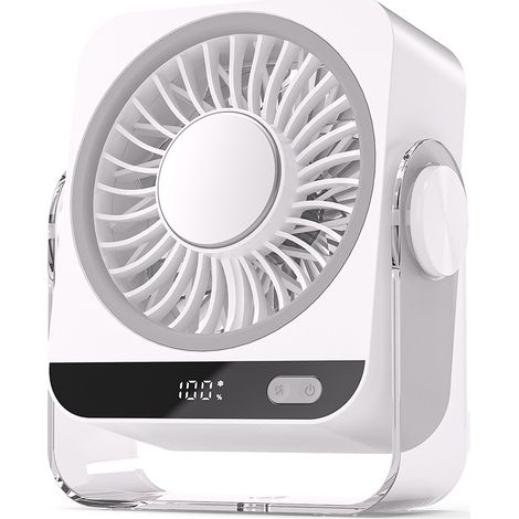 Ventilateur de bureau blanc K818 – Turbine haute vitesse avec affichage numérique, portable et polyvalent (sur table ou mural), idéal pour usage domestique et professionnel