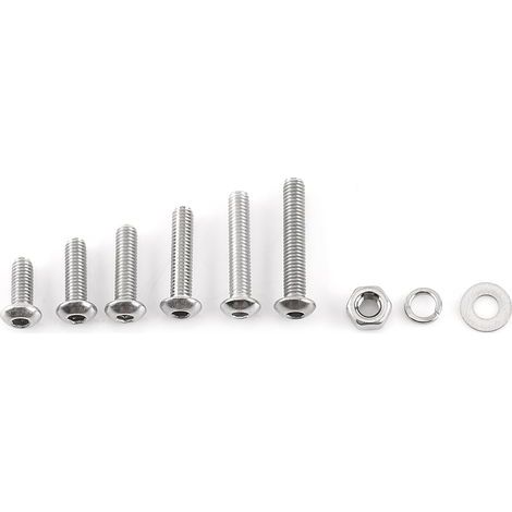 Vis assortiment de boulons à tête fraisée hexagonale M3 en acier inoxydable 304 avec écrous et rondelles (1/5)