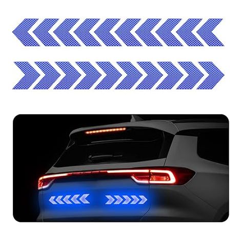 Lntyq Stück reflektierende Warnpfeile für Autos, intensive Reflektorstreifen, hohe Sichtbarkeit bei Nacht, universeller wasserdichter Aufkleber für Fahrzeuge (blau) (1/3)