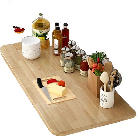 Table Pliable Murale, Design Gain de Place, Utilisation Polyvalente, Jaune (1/2)