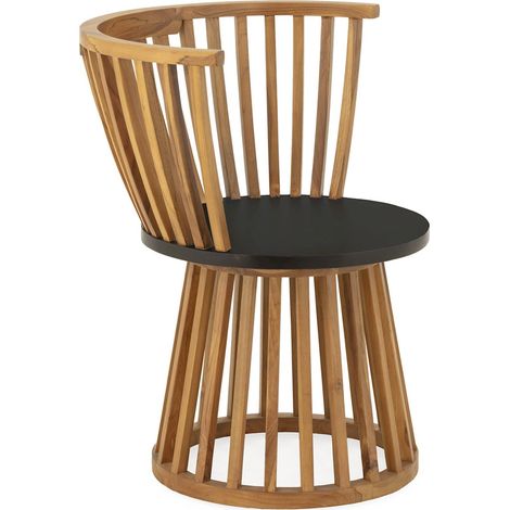 Fauteuil design en bois de teck naturel et assise noire - teck naturel et assise noire (1/5)