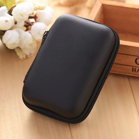 Boîte de rangement pour écouteurs USB sac porte-clés coque rigide câble carte SD étanche bouchon d'oreille boîte carrée (noir)
