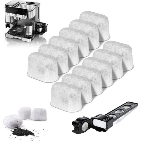 Lot de 12 filtres à charbon actif - Pour machine à café Luxe Café - Accessoires de filtre à eau pour machine à café - Inserts filtrants à eau pour accessoires Luxe Café - Filtre à eau (1/5)
