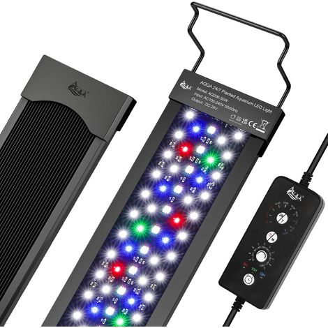 Lumière LED d'aquarium 24 W pour aquariums de 30,5 à 45,7 cm, mode 24/7 et mode bricolage, lumière d'aquarium à spectre complet, étanche IP68, lumière de plante d'aquarium (1/5)