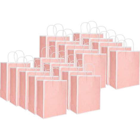 20 sachets en papier kraft réutilisables, sacs écologiques pour vêtements et cadeaux, 21 x 11 x 27.5 cm, rose (1/5)