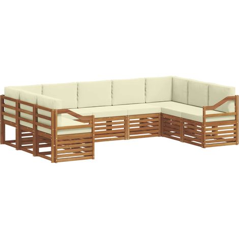 Conjunto de sofás de exterior 9 uds. Natural y Crema vidaXL (1/5)