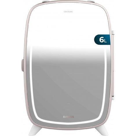 Cecotec Nevera Pequeña de Cosméticos 6L Bamba CoolingBeauty 6000 Mirror Rose. Mini Frigorífico con Puerta con Espejo Exterior