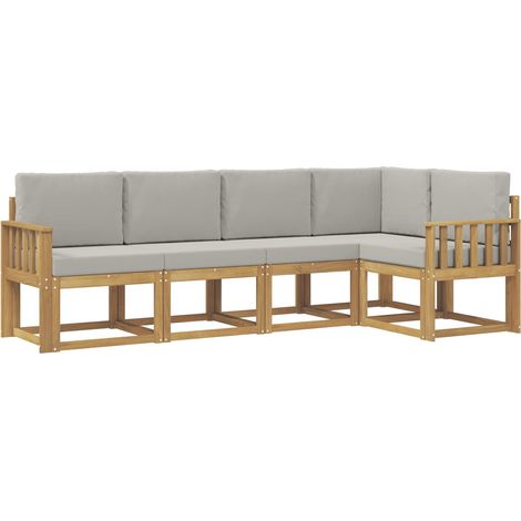 Outdoor Sofa Set with Cushion 5 pcs White and Light Grey vidaXL (1/5)