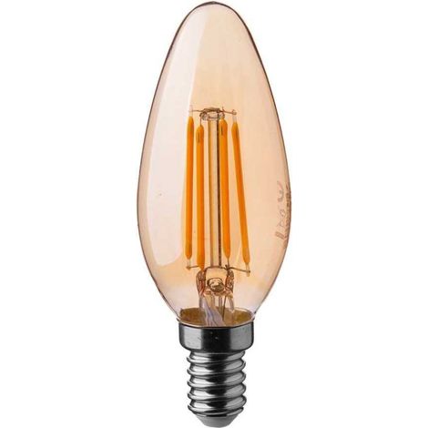 V-Tac VT-1955 Lampadina candela LED Vetro Ambrata lampada 4W filamento E14 2200K - 217113