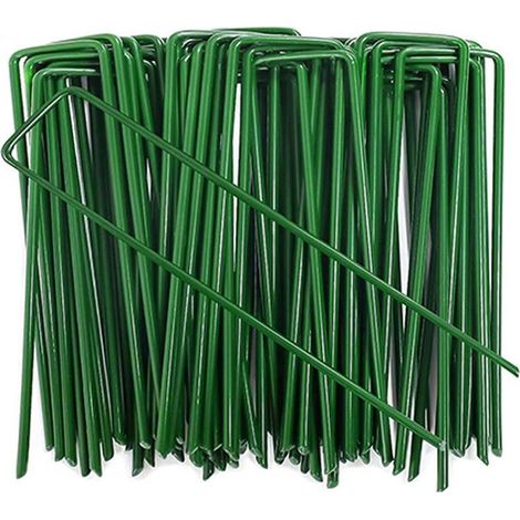 Pointes de gazon synthétique en forme de U de 150 mm, antirouille, pour fixation de barrières anti-mauvaises herbes, bâches de tente en câble métallique, 50 pièces (1/4)