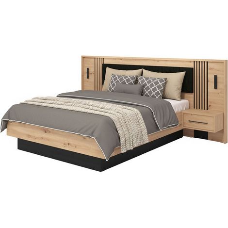 Cama Matrimonial Casotto, Dimensiones Colchón 160x200 cm, Tapizada, Cabecero Tapizado, 2 Mesitas Incluidas